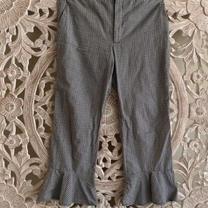 Zara Plaid Trousers with Ruffle Edge